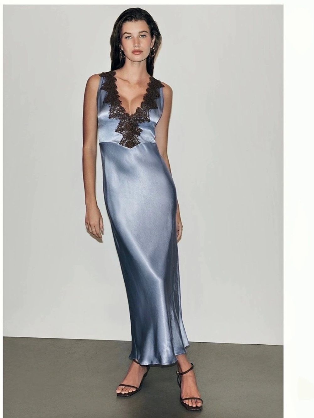 Nwt Anthropologie Lace V-Neck Midi Slip Dress Blue V-Neck Midi Slip Dress Like